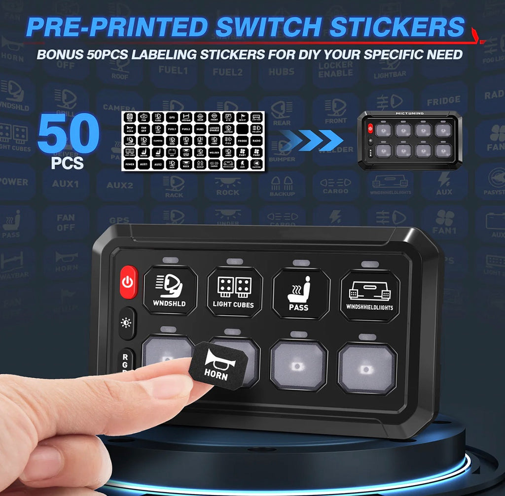 Switch Panel Control Set 8-Gang Switch Panel With RGB And Remote Control Bluetooth App – GGLighting